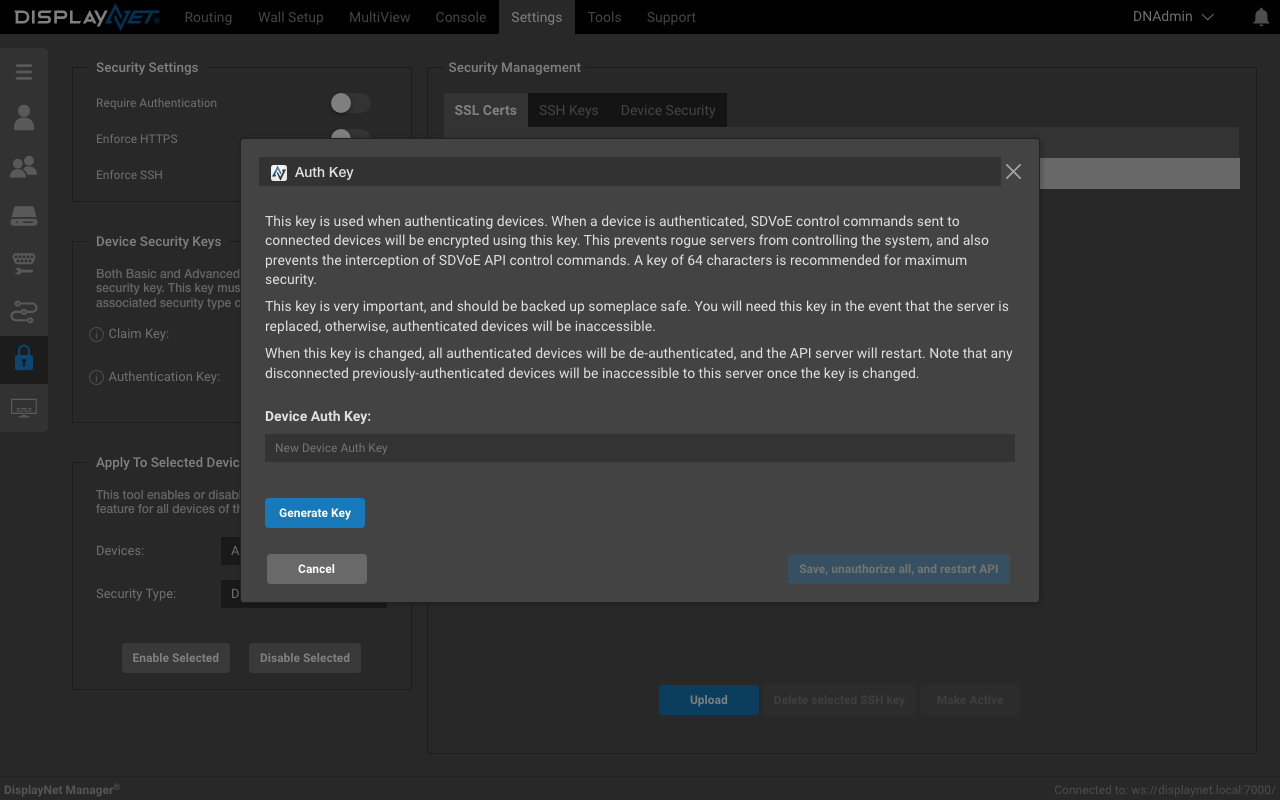 Generate Authentication Key