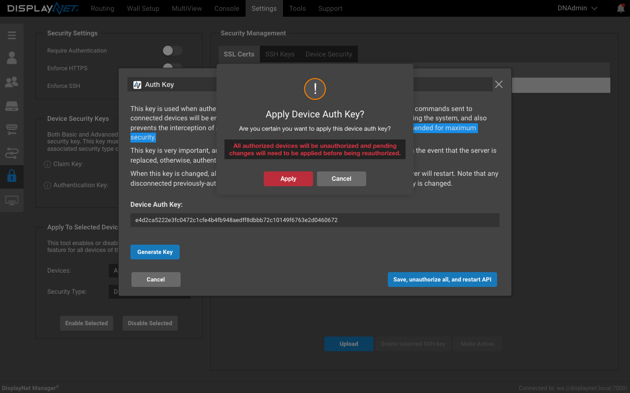 Authentication Key Warning