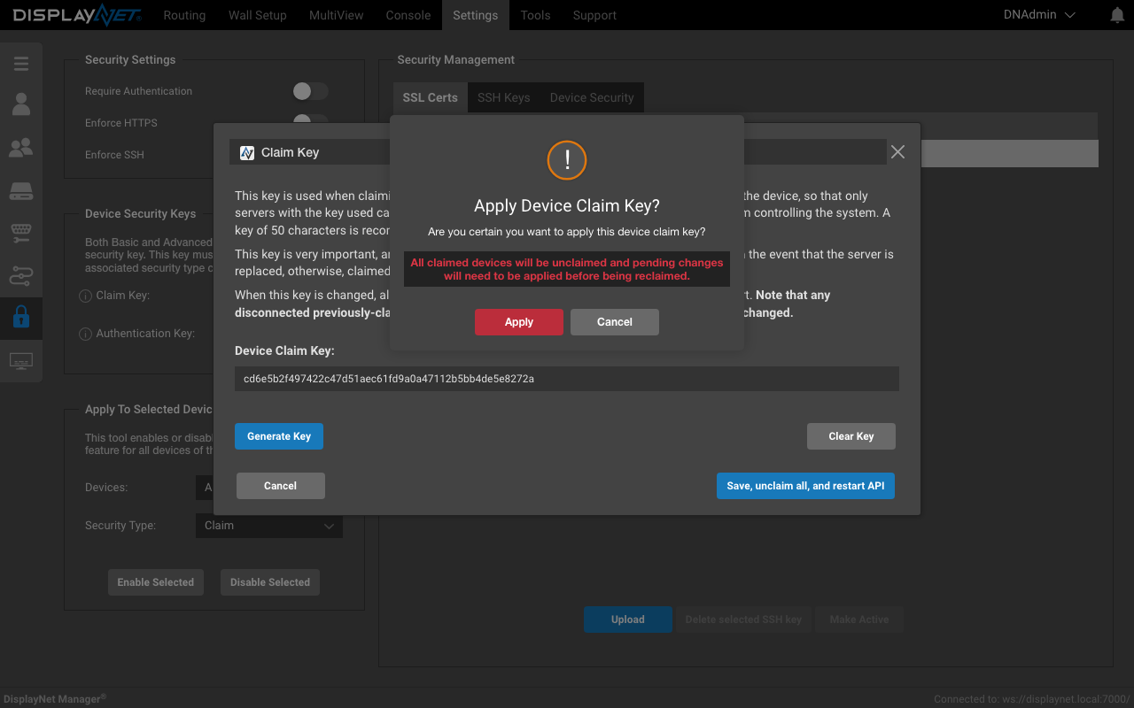 Claim Key Warning