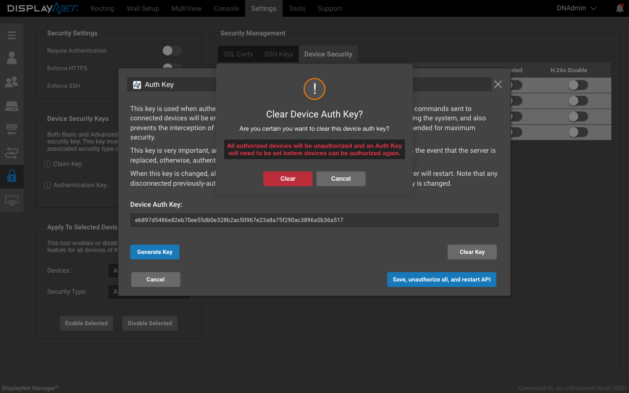 Clear Authentication Key
