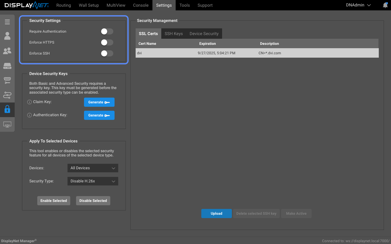 Security Settings